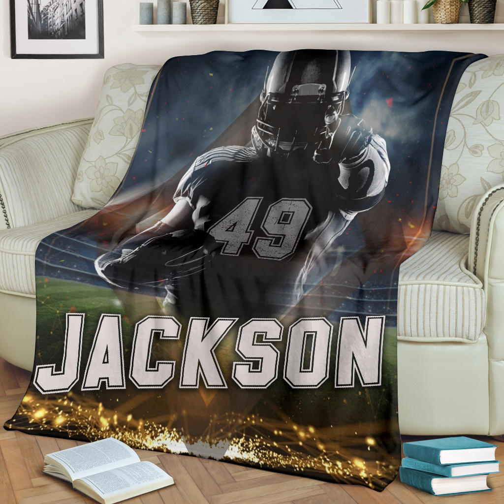 Ohaprints-Fleece-Sherpa-Blanket-American-Football-Gift-For-Son-Boy-Men-Custom-Personalized-Name-Number-Soft-Throw-Blanket-1537-Fleece Blanket