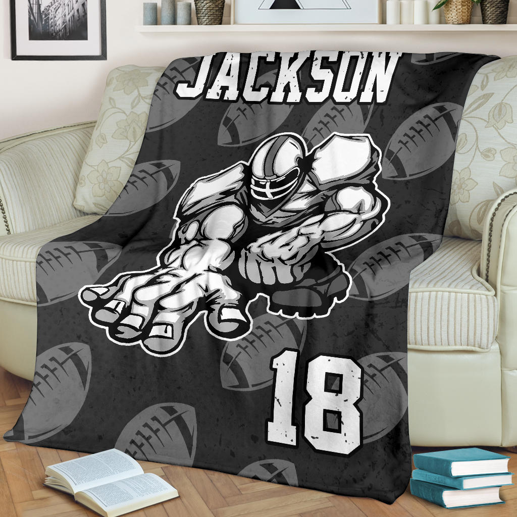 Ohaprints-Fleece-Sherpa-Blanket-American-Football-Gift-For-Son-Boy-Men-Custom-Personalized-Name-Number-Soft-Throw-Blanket-1383-Fleece Blanket