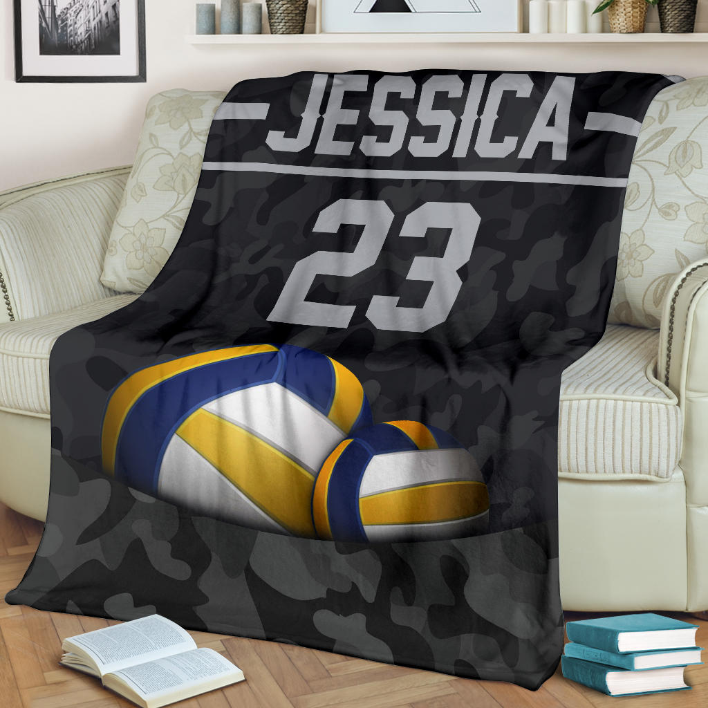 Ohaprints-Fleece-Sherpa-Blanket-Volleyball-Gift-For-Daughter-Girl-Custom-Personalized-Name-Number-Soft-Throw-Blanket-1238-Fleece Blanket