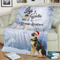 Ohaprints-Fleece-Sherpa-Blanket-Life-Is-Better-With-A-German-Shepherd-Puppy-Dog-Wear-Christmas-Hat-White-Soft-Throw-Blanket-1788-Fleece Blanket