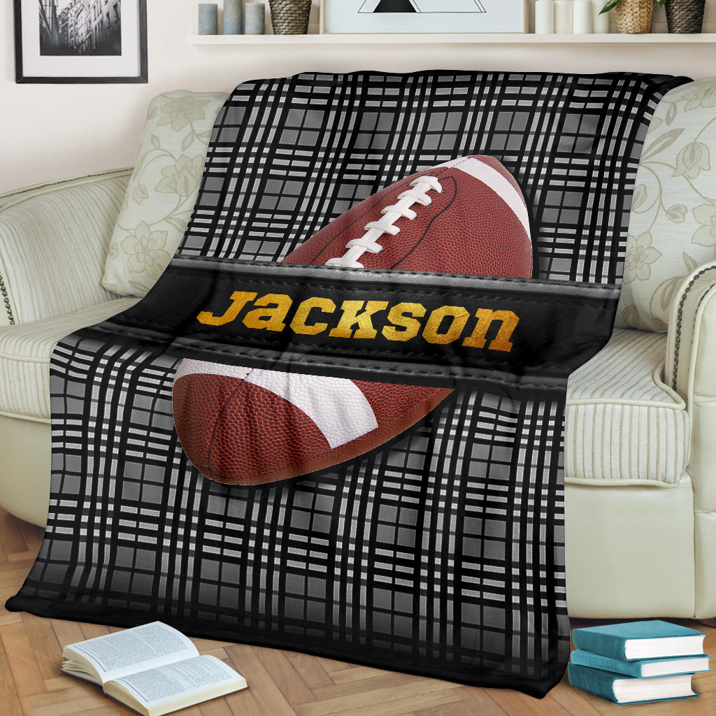 Ohaprints-Fleece-Sherpa-Blanket-American-Football-Gift-For-Son-Boy-Men-Custom-Personalized-Name-Soft-Throw-Blanket-1288-Fleece Blanket