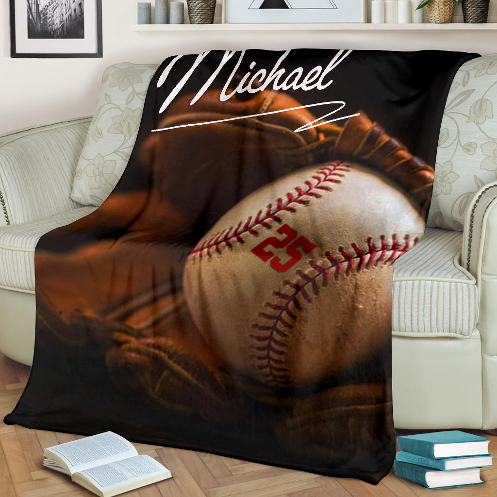 Ohaprints-Fleece-Sherpa-Blanket-Baseball-Gift-For-Son-Boy-Custom-Personalized-Name-Number-Soft-Throw-Blanket-1458-Fleece Blanket