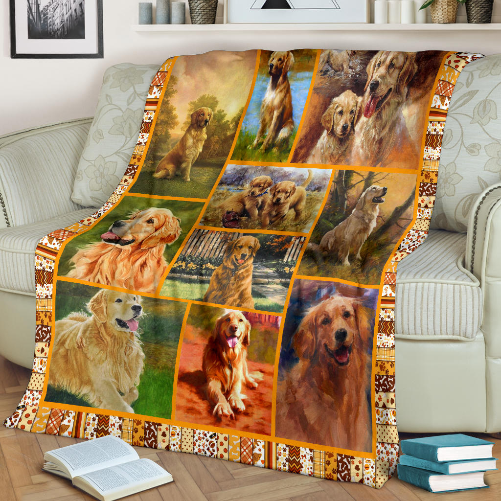 Ohaprints-Fleece-Sherpa-Blanket-Animal-Pet-Lover-Golden-Retriver-Puppy-Dog-Mom-Golden-Retriever-Picture-Soft-Throw-Blanket-1581-Fleece Blanket