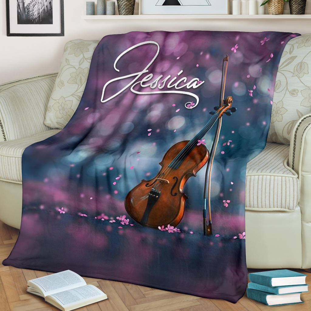 Ohaprints-Fleece-Sherpa-Blanket-Violin-Spring-Gift-For-Violin-Lovers-Custom-Personalized-Name-Soft-Throw-Blanket-1259-Fleece Blanket