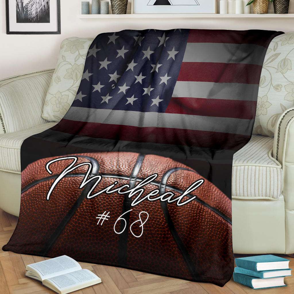 Ohaprints-Fleece-Sherpa-Blanket-Basketball-Gift-For-Son-Boy-Men-Custom-Personalized-Name-Number-Soft-Throw-Blanket-1664-Fleece Blanket