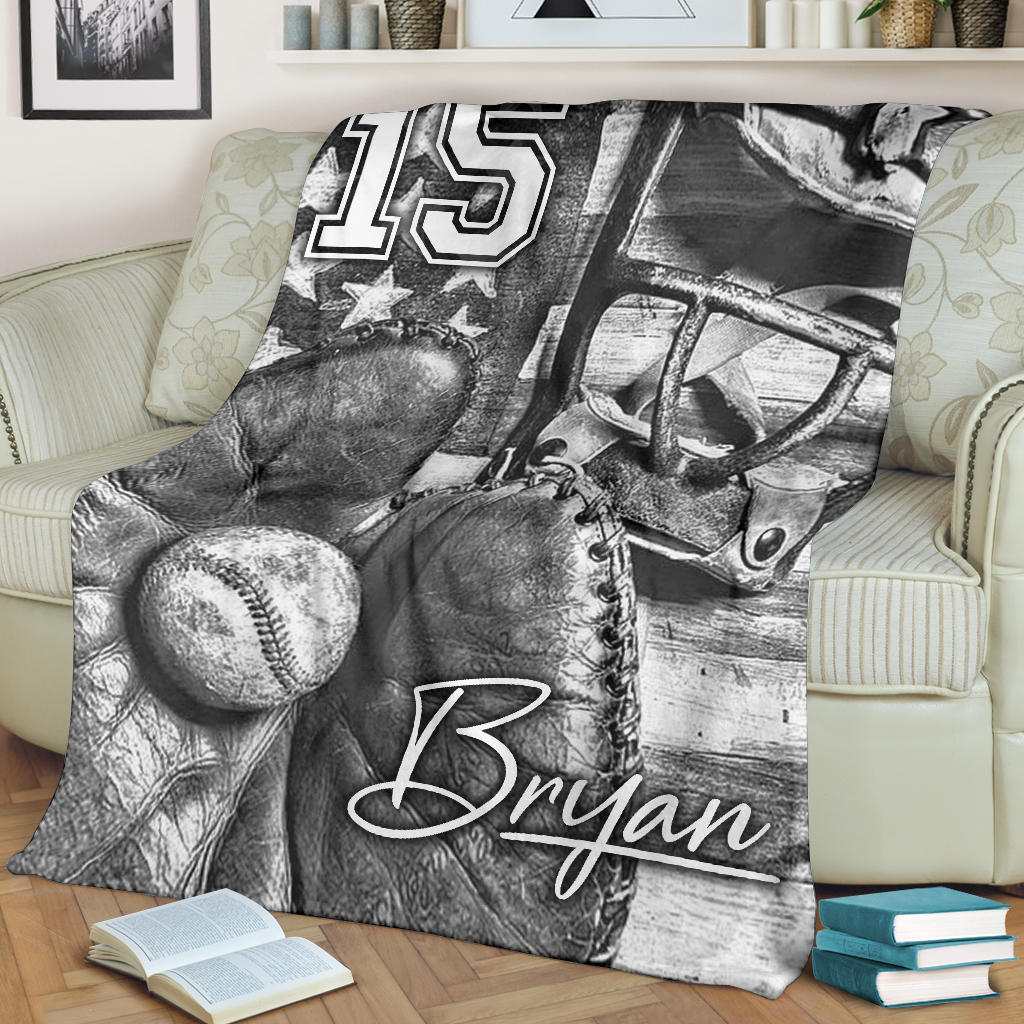 Ohaprints-Fleece-Sherpa-Blanket-Baseball-Gift-For-Son-Boy-Custom-Personalized-Name-Number-Soft-Throw-Blanket-1448-Fleece Blanket