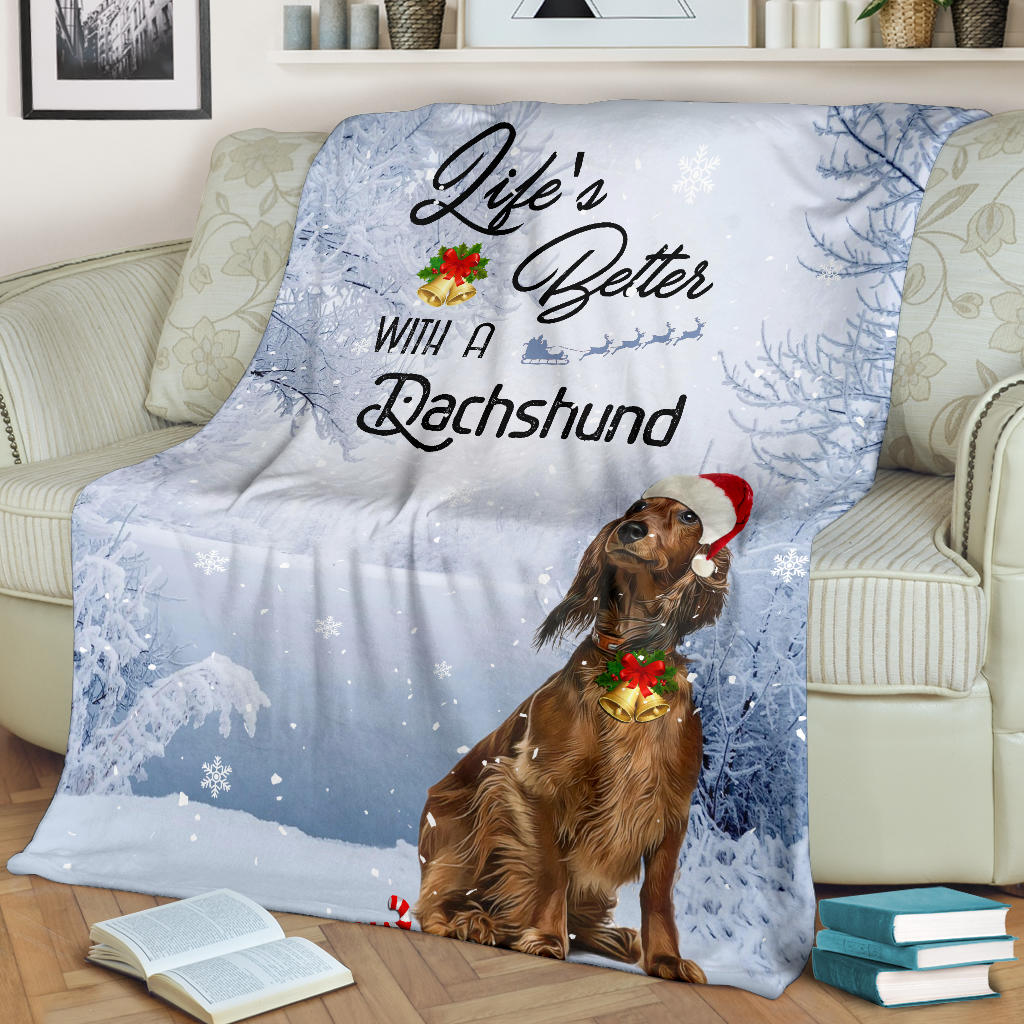 Ohaprints-Fleece-Sherpa-Blanket-Dachshund-Life-Is-Better-Gift-For-Dog-Lover-Xmas-Gift-Soft-Throw-Blanket-1791-Fleece Blanket