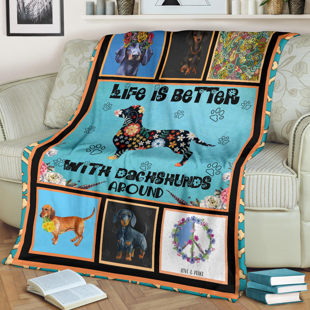 Ohaprints-Fleece-Sherpa-Blanket-Life-Better-With-Dachshund-Gift-For-Dog-Lovers-Soft-Throw-Blanket-1781-Fleece Blanket