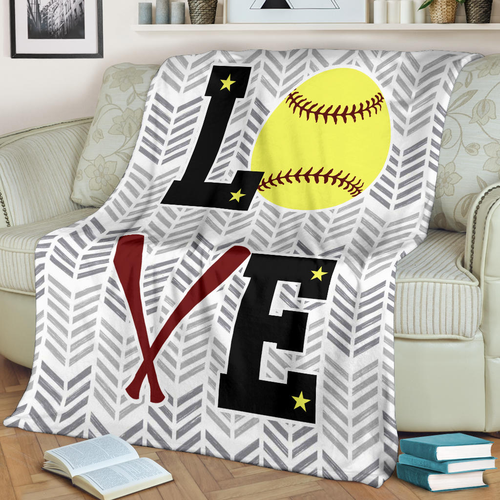 Ohaprints-Fleece-Sherpa-Blanket-Softball-Gift-For-Daughter-Girl-Soft-Throw-Blanket-1802-Fleece Blanket