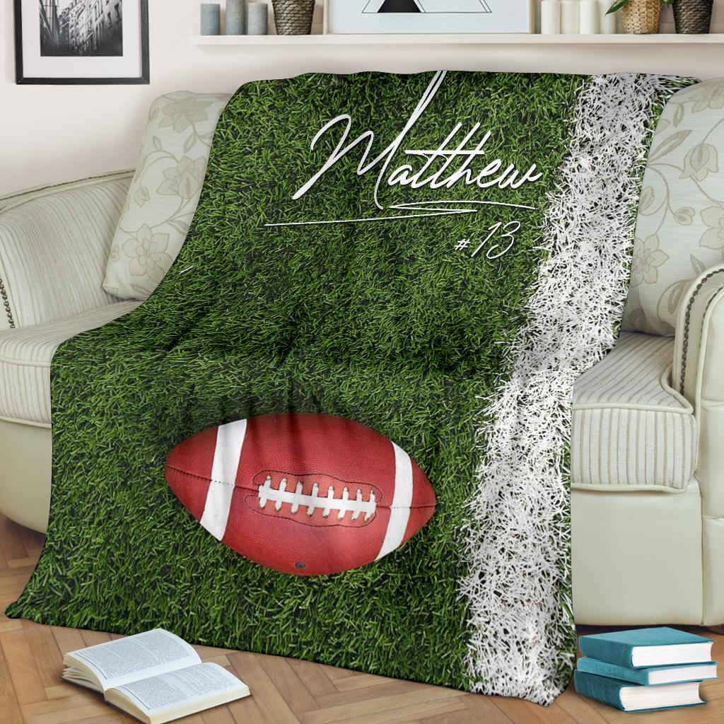 Ohaprints-Fleece-Sherpa-Blanket-American-Football-Gift-For-Son-Boy-Men-Custom-Personalized-Name-Number-Soft-Throw-Blanket-1337-Fleece Blanket