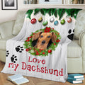 Ohaprints-Fleece-Sherpa-Blanket-Dachshund-Christmas-Wreath-Love-Gift-For-Dog-Lover-Soft-Throw-Blanket-1785-Fleece Blanket