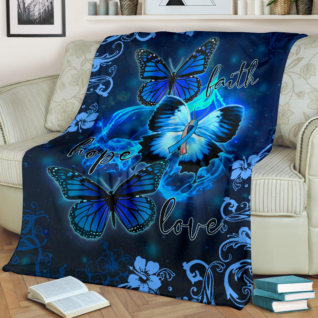 Ohaprints-Fleece-Sherpa-Blanket-Diabetes-Awareness-Blue-Ribbon-Butterfly-Faith-Hope-Love-Flower-Soft-Throw-Blanket-1570-Fleece Blanket