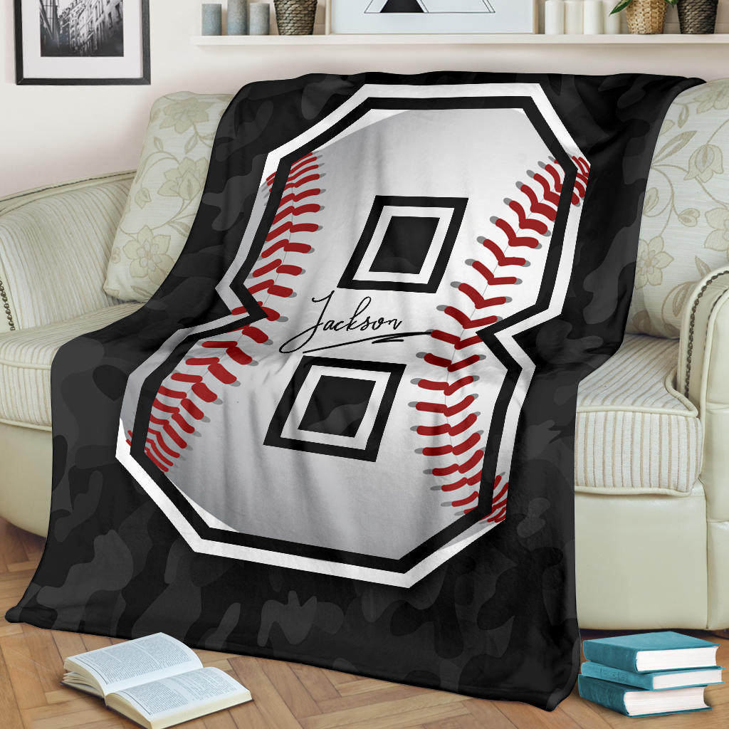 Ohaprints-Fleece-Sherpa-Blanket-Baseball-Gift-For-Son-Boy-Custom-Personalized-Name-Number-Soft-Throw-Blanket-1497-Fleece Blanket