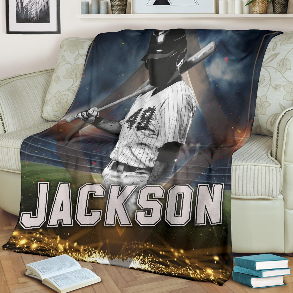 Ohaprints-Fleece-Sherpa-Blanket-Baseball-Gift-For-Son-Boy-Custom-Personalized-Name-Number-Soft-Throw-Blanket-1493-Fleece Blanket