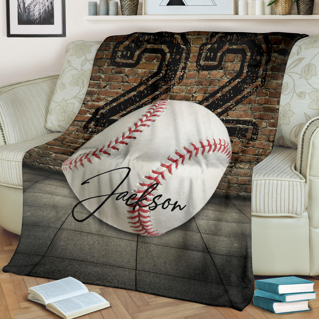 Ohaprints-Fleece-Sherpa-Blanket-Baseball-Gift-For-Son-Boy-Custom-Personalized-Name-Number-Soft-Throw-Blanket-1476-Fleece Blanket