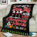 Ohaprints-Fleece-Sherpa-Blanket-I-Just-Want-To-Bake-Stuff-Christmas-Wine-And-Snowman-Black-Soft-Throw-Blanket-1768-Fleece Blanket