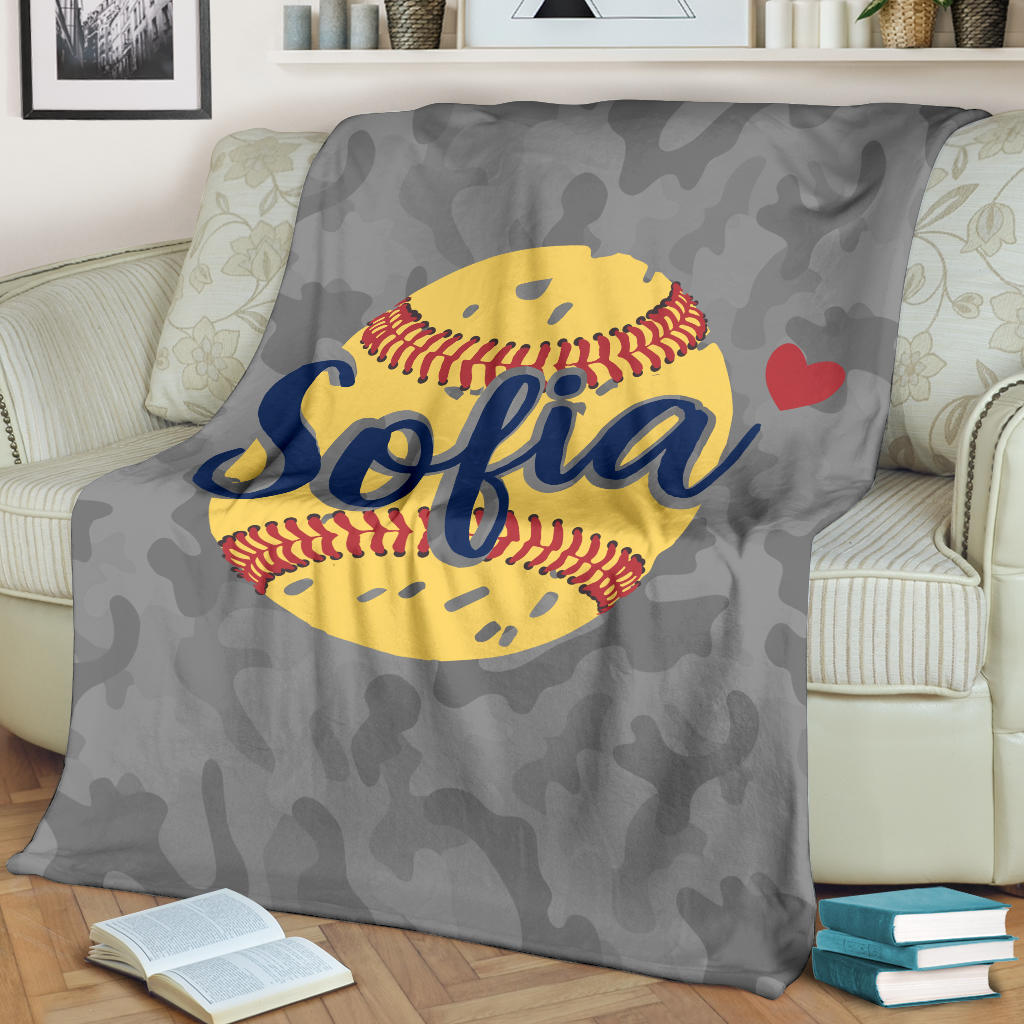 Ohaprints-Fleece-Sherpa-Blanket-Softball-Gift-For-Daughter-Girl-Custom-Personalized-Name-Soft-Throw-Blanket-1179-Fleece Blanket