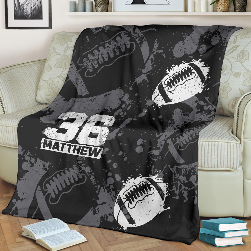 Ohaprints-Fleece-Sherpa-Blanket-American-Football-Gift-For-Son-Boy-Men-Custom-Personalized-Name-Number-Soft-Throw-Blanket-1346-Fleece Blanket