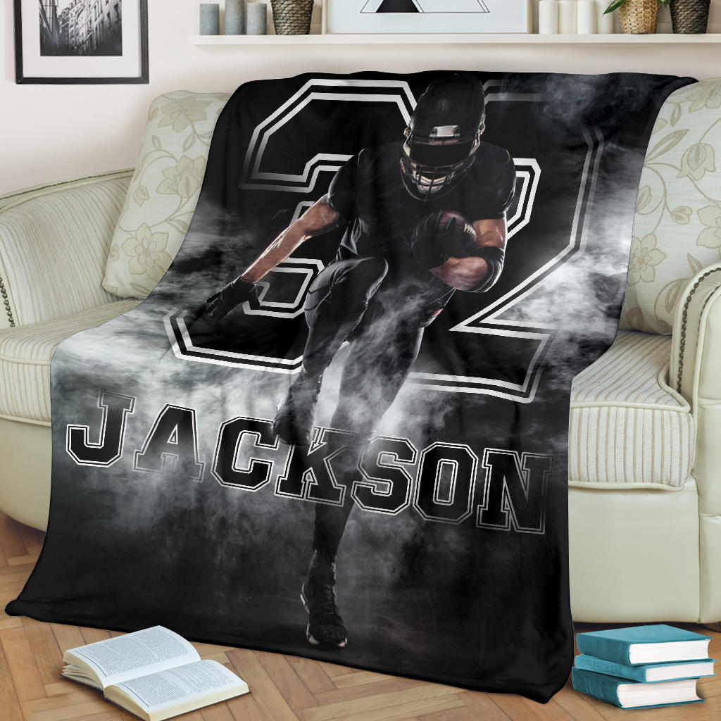 Ohaprints-Fleece-Sherpa-Blanket-American-Football-Gift-For-Son-Boy-Men-Custom-Personalized-Name-Number-Soft-Throw-Blanket-1529-Fleece Blanket