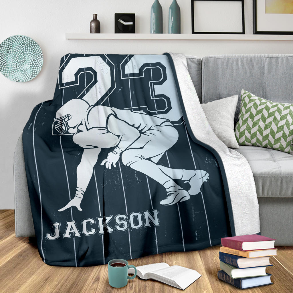 Ohaprints-Fleece-Sherpa-Blanket-American-Football-Gift-For-Son-Boy-Men-Custom-Personalized-Name-Number-Soft-Throw-Blanket-1541-Sherpa Blanket