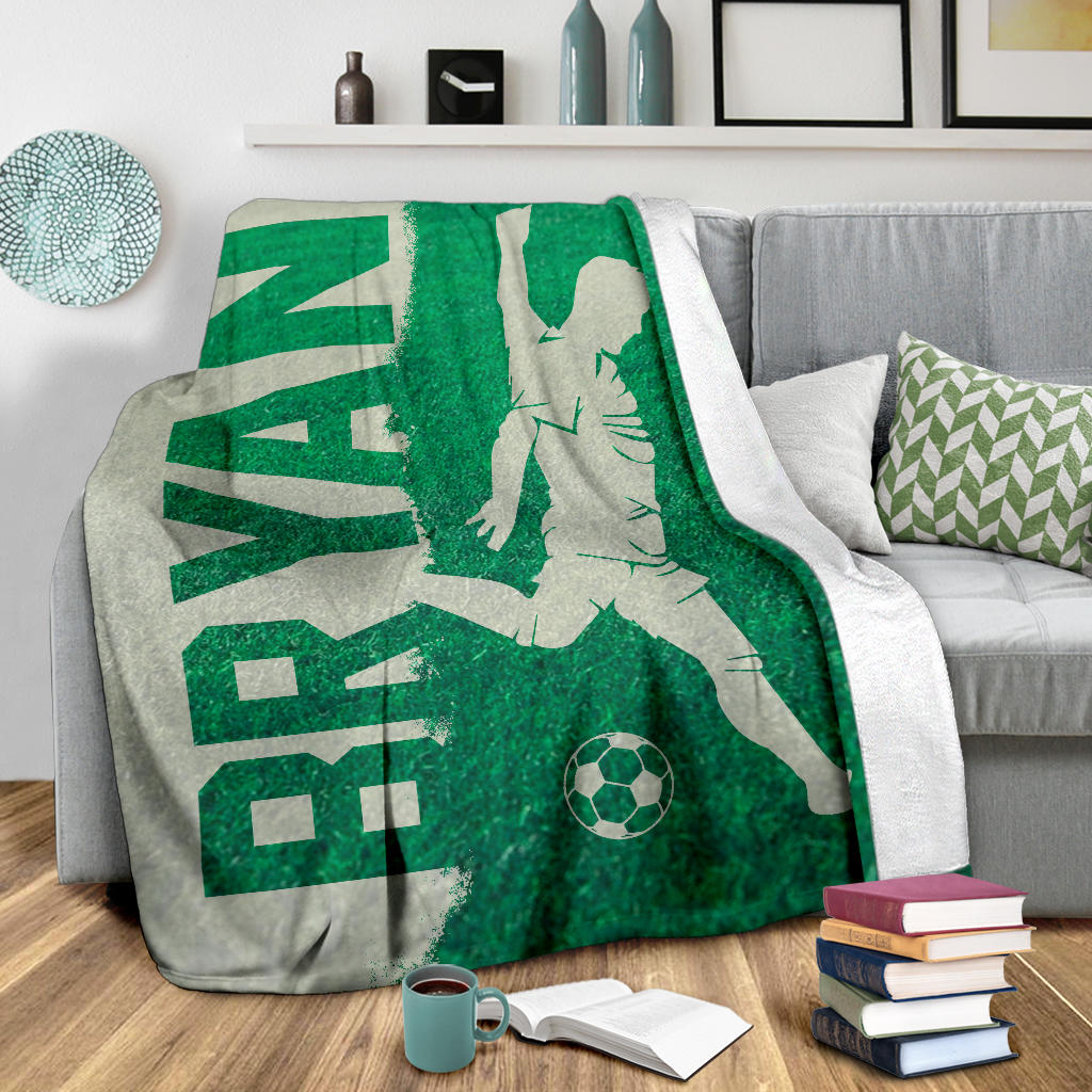 Ohaprints-Fleece-Sherpa-Blanket-Soccer-Green-Effect-Make-Them-Feel-Special-Custom-Personalized-Name-Soft-Throw-Blanket-1224-Sherpa Blanket