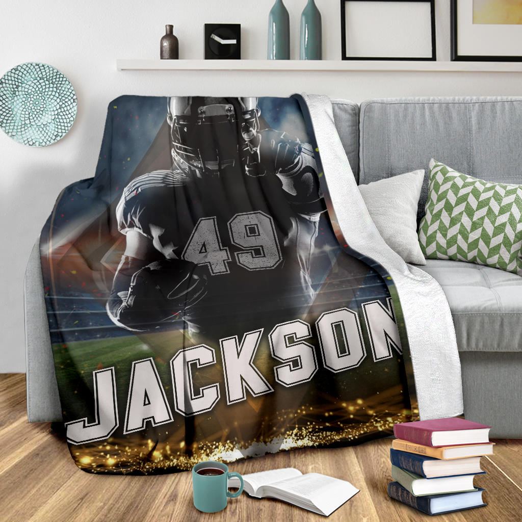 Ohaprints-Fleece-Sherpa-Blanket-American-Football-Gift-For-Son-Boy-Men-Custom-Personalized-Name-Number-Soft-Throw-Blanket-1537-Sherpa Blanket