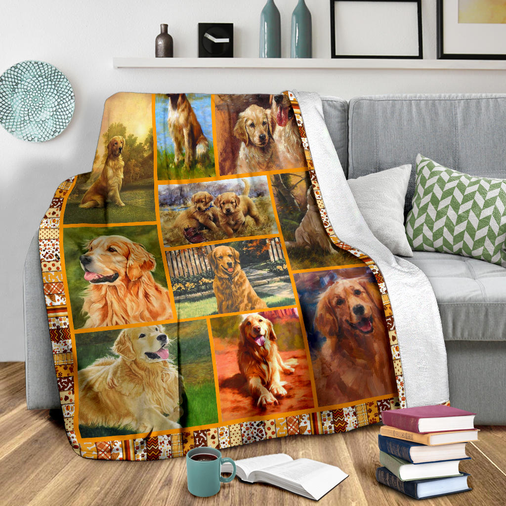 Ohaprints-Fleece-Sherpa-Blanket-Animal-Pet-Lover-Golden-Retriver-Puppy-Dog-Mom-Golden-Retriever-Picture-Soft-Throw-Blanket-1581-Sherpa Blanket