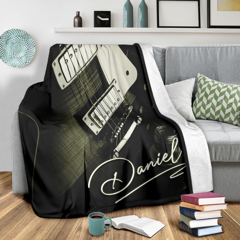 Ohaprints-Fleece-Sherpa-Blanket-Guitar-Lover-Gift-Guitarist-Black-Guitar-Custom-Personalized-Name-Soft-Throw-Blanket-1672-Sherpa Blanket