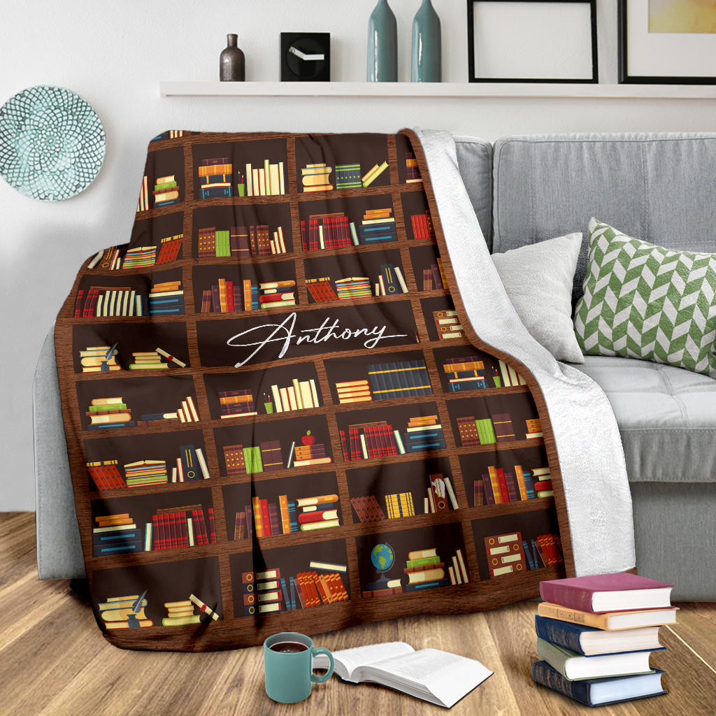 Ohaprints-Fleece-Sherpa-Blanket-Gift-For-Book-Lover-Bookworm-Book-Nerd-Bookshelf-Custom-Personalized-Name-Soft-Throw-Blanket-1636-Sherpa Blanket