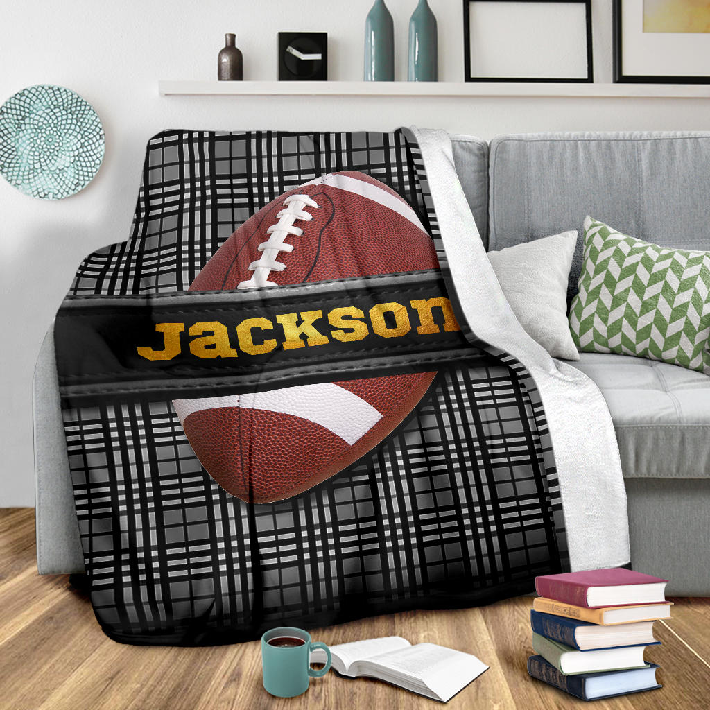 Ohaprints-Fleece-Sherpa-Blanket-American-Football-Gift-For-Son-Boy-Men-Custom-Personalized-Name-Soft-Throw-Blanket-1288-Sherpa Blanket