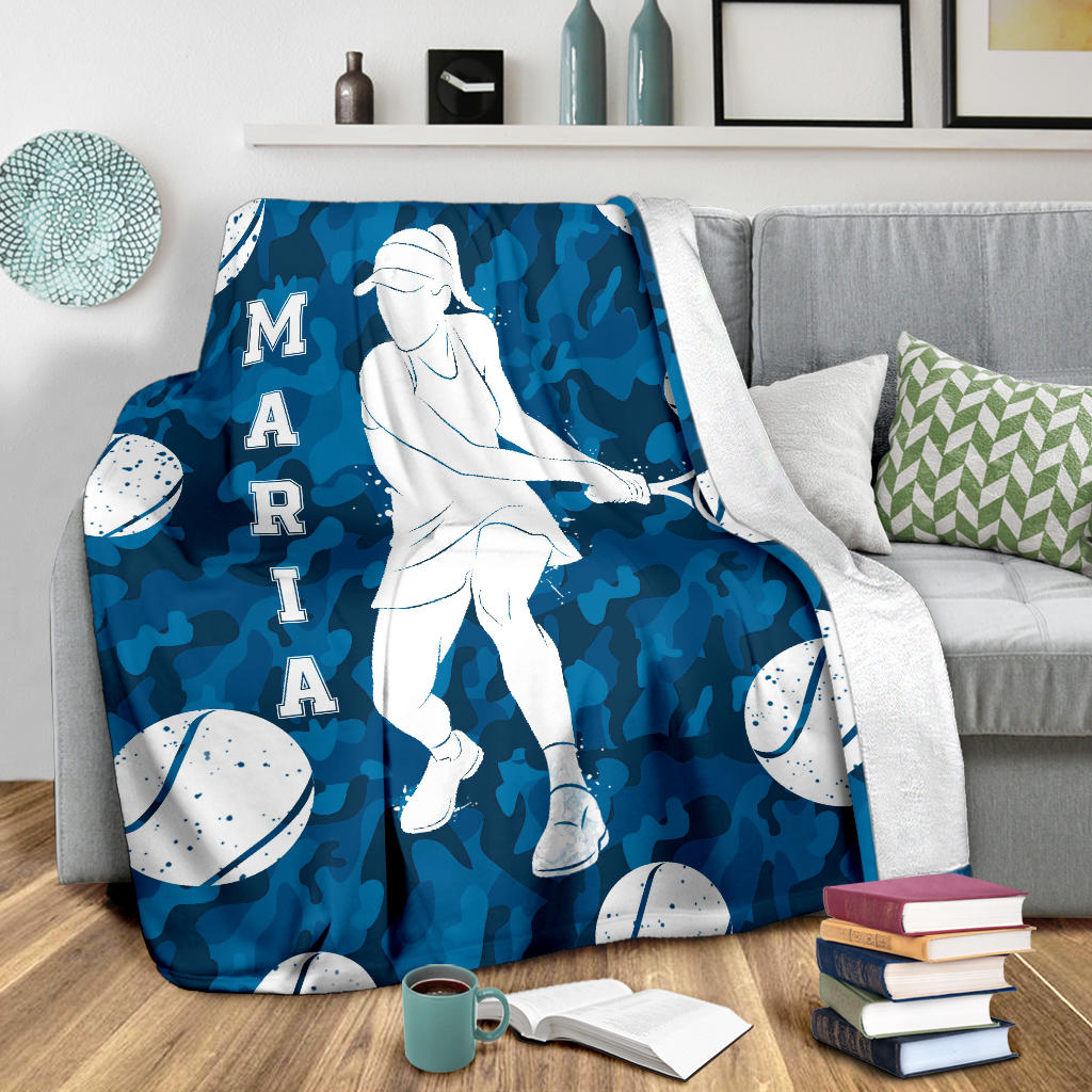 Ohaprints-Fleece-Sherpa-Blanket-Tennis-Blue-Camo-Girl-Player-Gift-For-Fan-Lovers-Custom-Personalized-Name-Soft-Throw-Blanket-1784-Sherpa Blanket