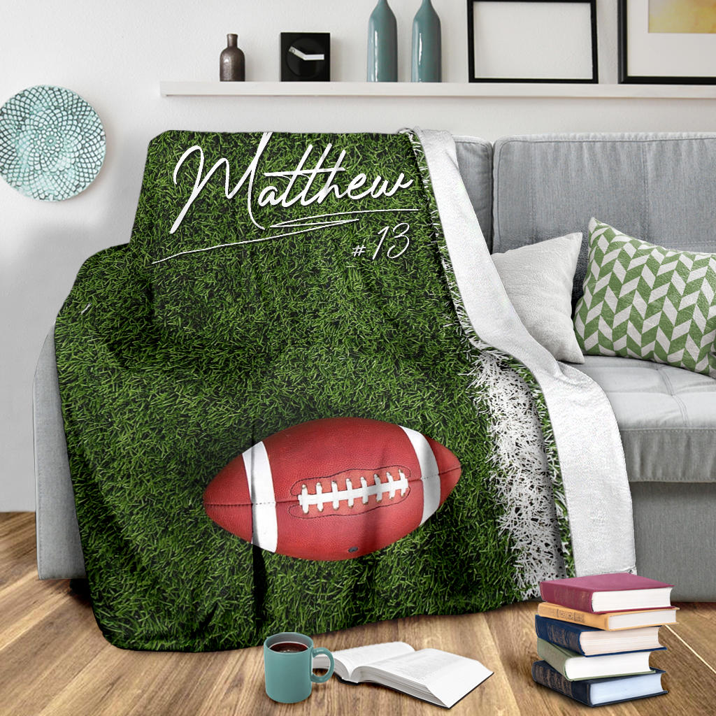 Ohaprints-Fleece-Sherpa-Blanket-American-Football-Gift-For-Son-Boy-Men-Custom-Personalized-Name-Number-Soft-Throw-Blanket-1337-Sherpa Blanket