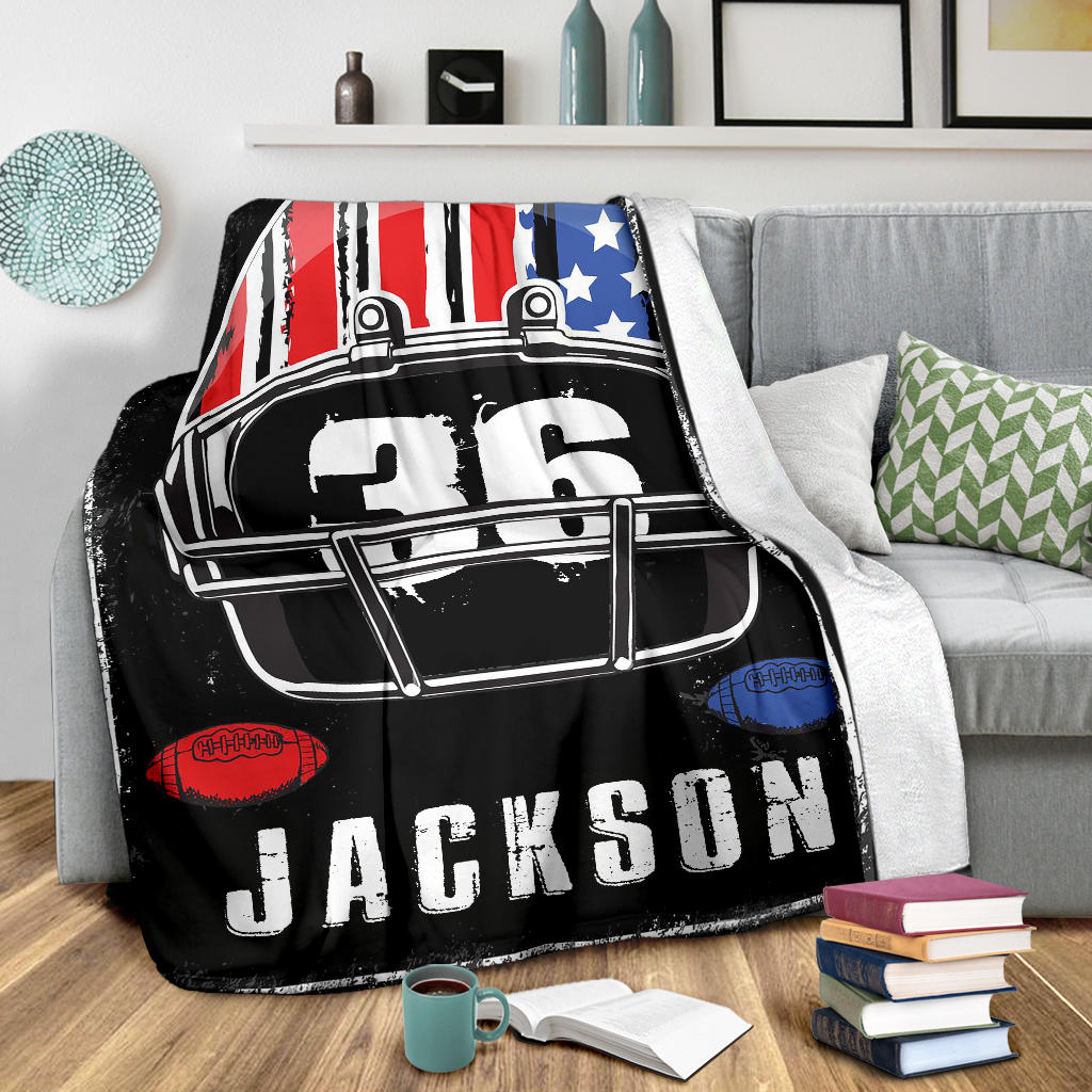 Ohaprints-Fleece-Sherpa-Blanket-American-Football-Gift-For-Son-Boy-Men-Custom-Personalized-Name-Number-Soft-Throw-Blanket-1816-Sherpa Blanket