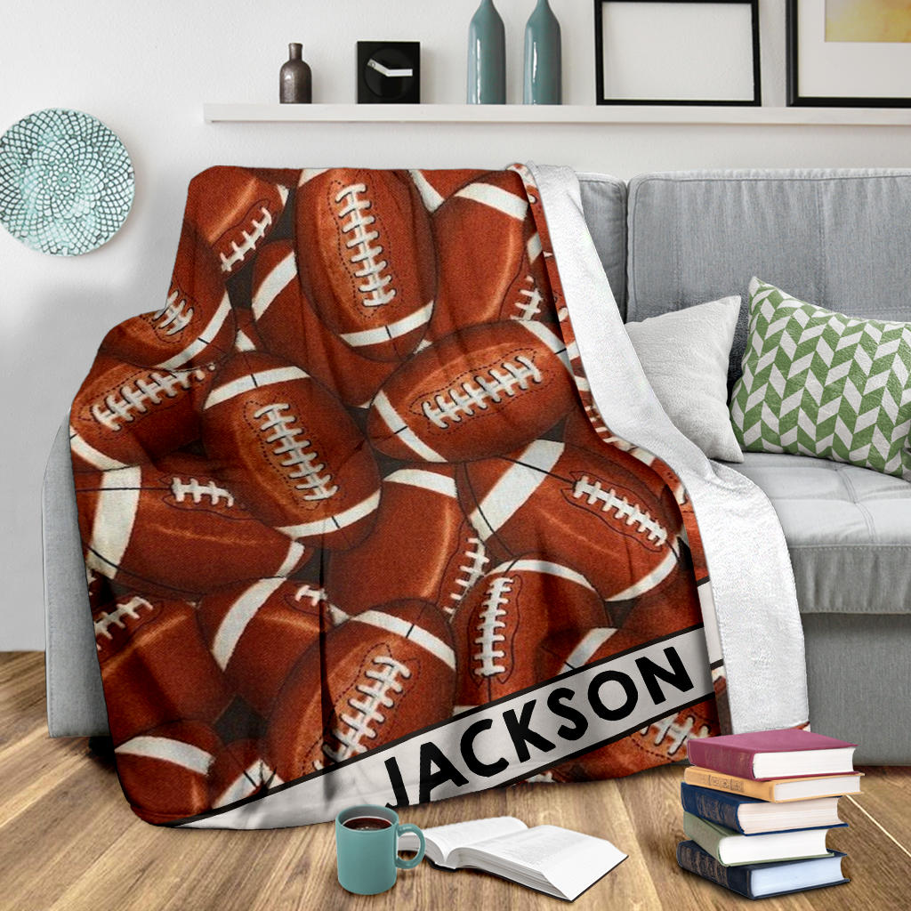 Ohaprints-Fleece-Sherpa-Blanket-American-Football-Gift-For-Son-Boy-Men-Custom-Personalized-Name-Soft-Throw-Blanket-1369-Sherpa Blanket