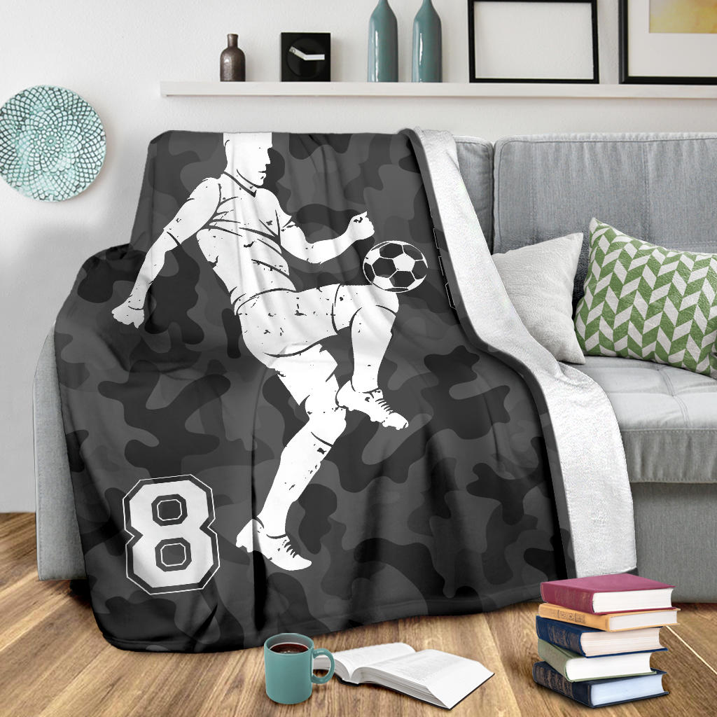 Ohaprints-Fleece-Sherpa-Blanket-Soccer-Camo-Player-Gift-For-Fan-Lovers-Custom-Personalized-Name-Number-Soft-Throw-Blanket-1258-Sherpa Blanket