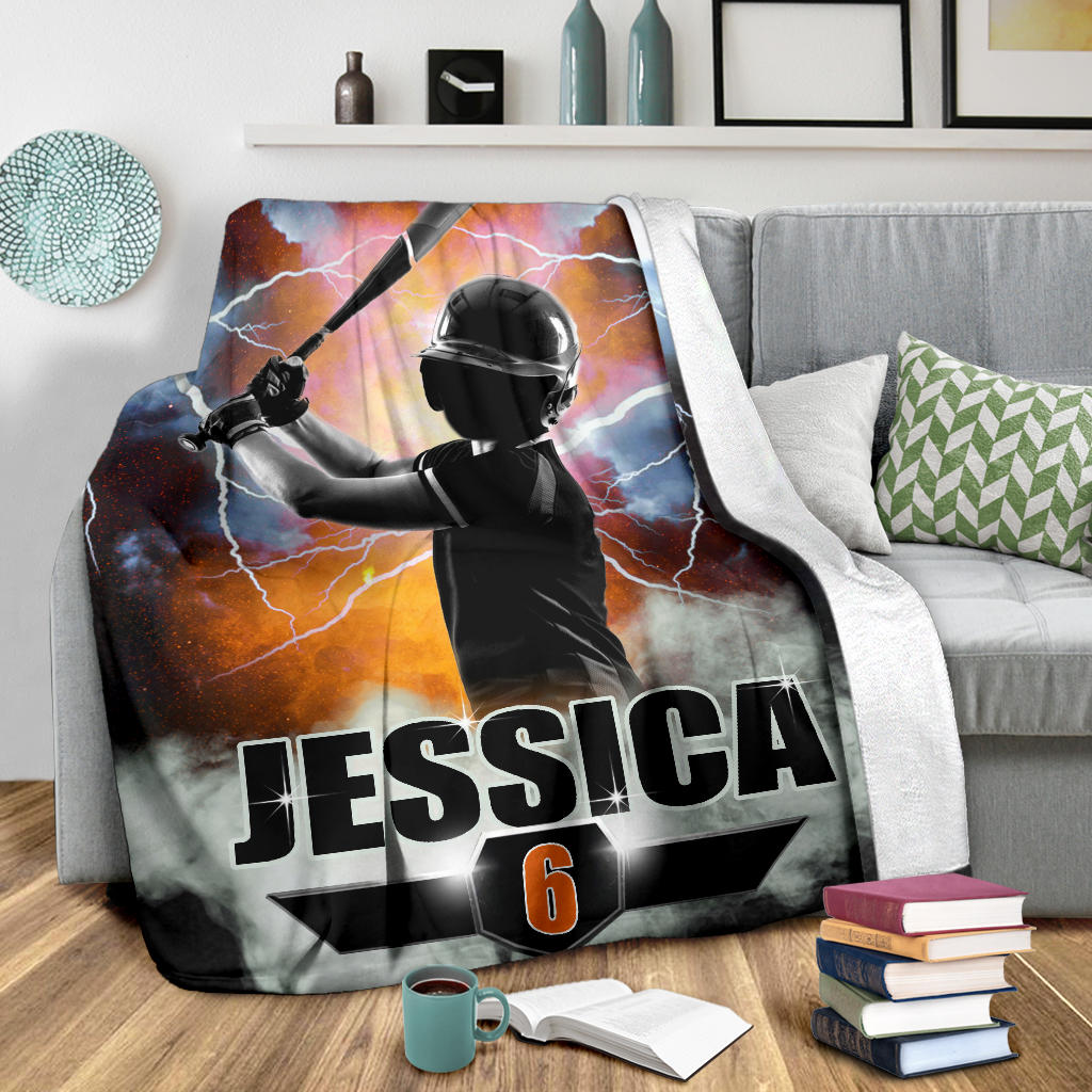 Ohaprints-Fleece-Sherpa-Blanket-Softball-Gift-For-Daughter-Girl-Custom-Personalized-Name-Number-Soft-Throw-Blanket-1209-Sherpa Blanket