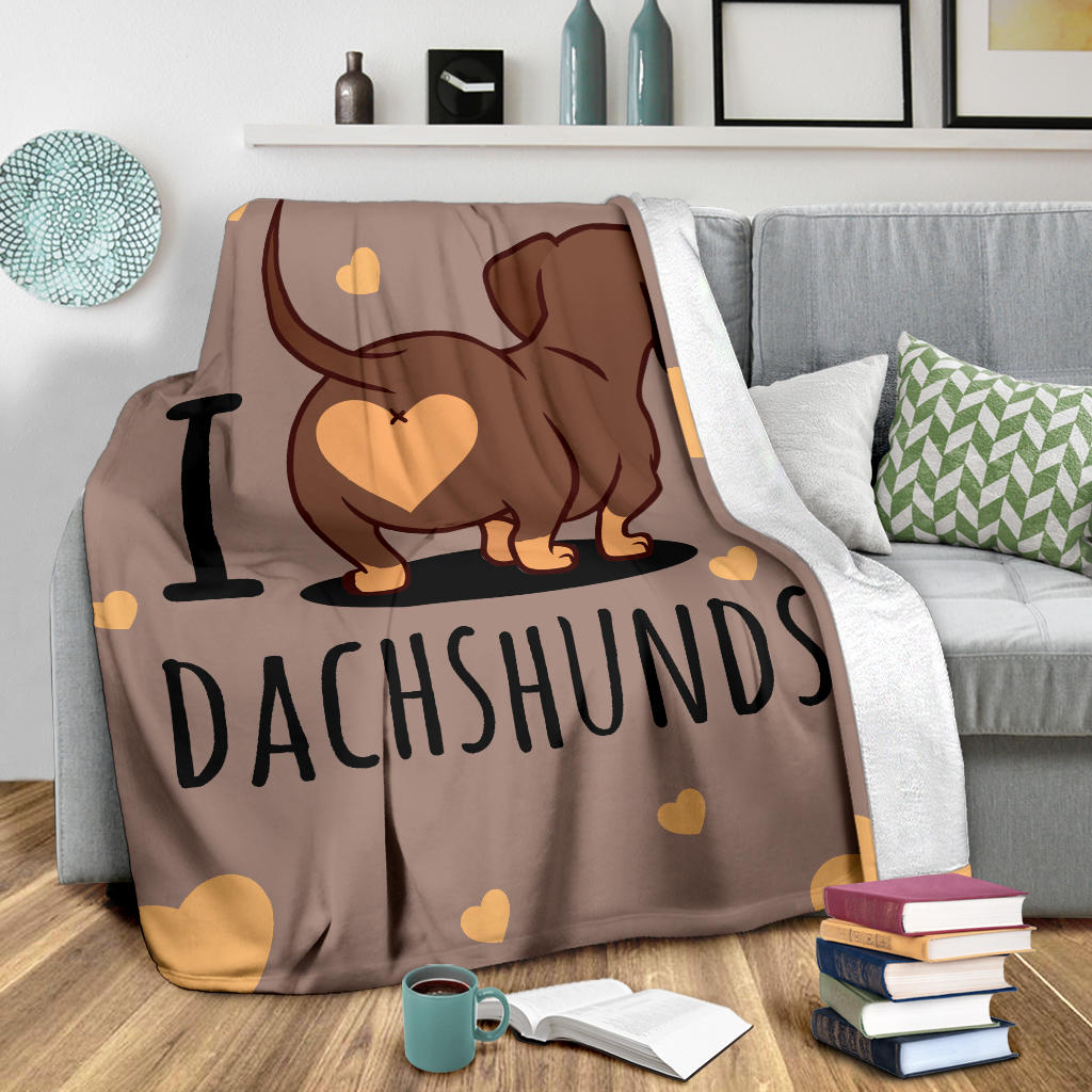 Ohaprints-Fleece-Sherpa-Blanket-Dachshund-I-Love-Pet-Gift-For-Dog-Lovers-Soft-Throw-Blanket-1807-Sherpa Blanket