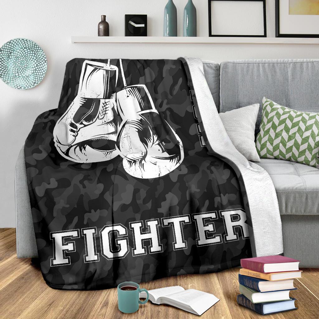 Ohaprints-Fleece-Sherpa-Blanket-Boxing-Camo-Fighter-Gift-For-Fan-Lovers-Soft-Throw-Blanket-1761-Sherpa Blanket