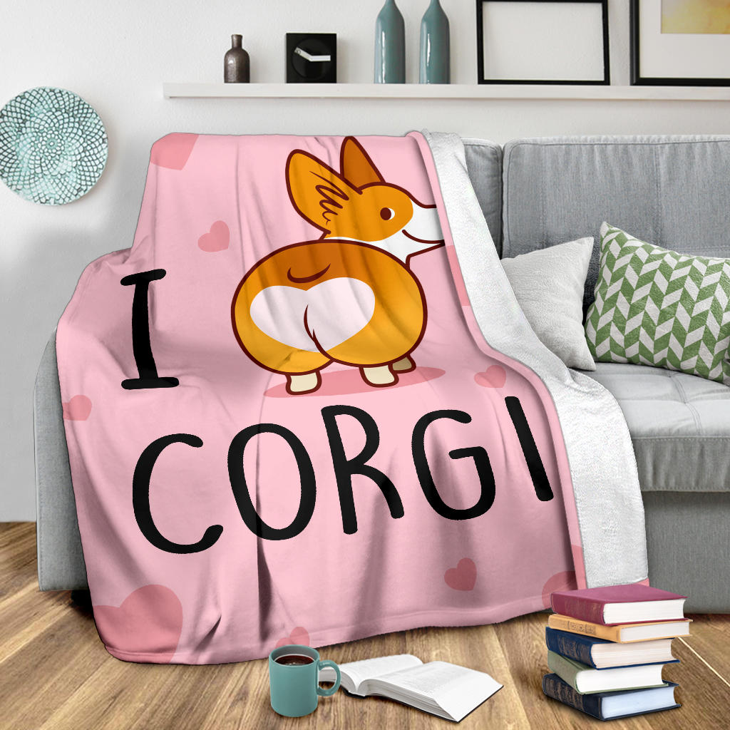 Ohaprints-Fleece-Sherpa-Blanket-Corgi-Dog-I-Love-Pet-Gift-For-Dog-Lovers-Soft-Throw-Blanket-1808-Sherpa Blanket