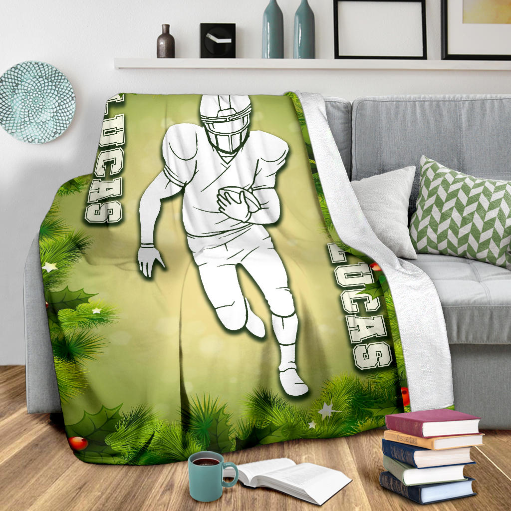 Ohaprints-Fleece-Sherpa-Blanket-American-Football-Gift-For-Son-Boy-Men-Custom-Personalized-Name-Soft-Throw-Blanket-1364-Sherpa Blanket