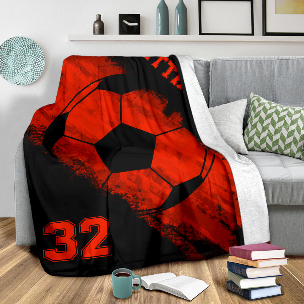 Ohaprints-Fleece-Sherpa-Blanket-Soccer-Red-Black-Ball-Custom-Personalized-Name-Number-Soft-Throw-Blanket-1861-Sherpa Blanket