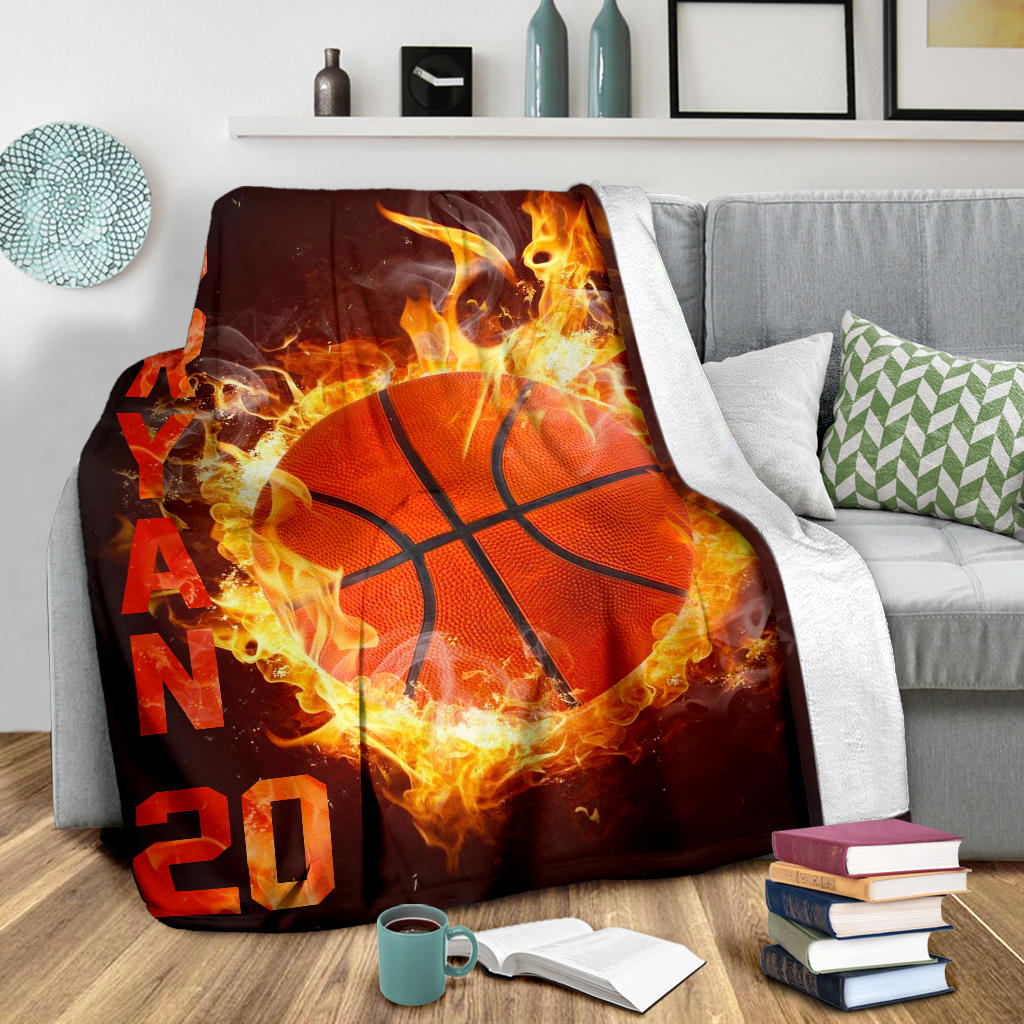 Ohaprints-Fleece-Sherpa-Blanket-Basketball-Gift-For-Son-Boy-Men-Custom-Personalized-Name-Number-Soft-Throw-Blanket-1607-Sherpa Blanket