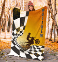 Ohaprints-Fleece-Sherpa-Blanket-Motocross-Black-And-White-Custom-Personalized-Name-Soft-Throw-Blanket-1423-Sherpa Blanket