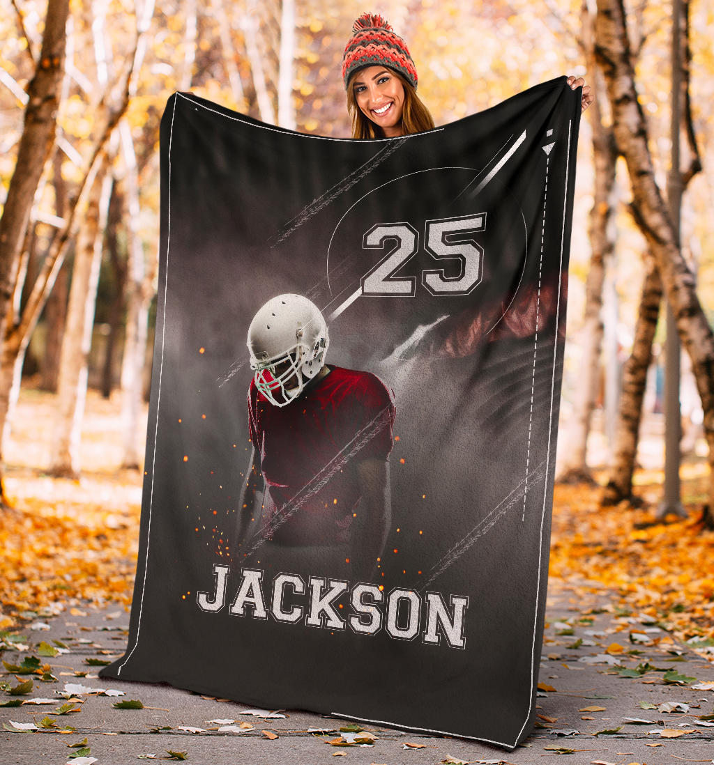 Ohaprints-Fleece-Sherpa-Blanket-American-Football-Gift-For-Son-Boy-Men-Custom-Personalized-Name-Number-Soft-Throw-Blanket-1222-Sherpa Blanket