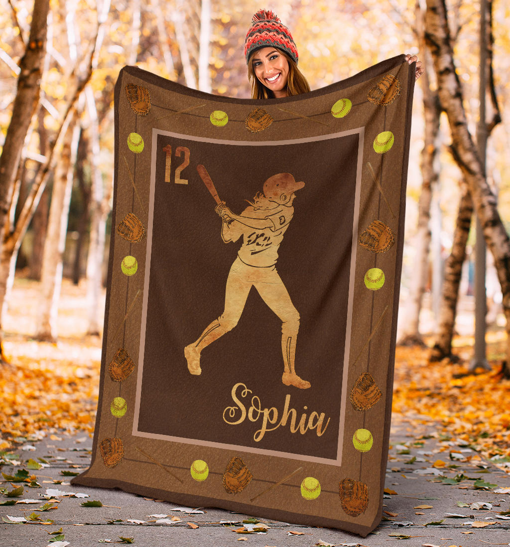 Ohaprints-Fleece-Sherpa-Blanket-Softball-Gift-For-Daughter-Girl-Custom-Personalized-Name-Number-Soft-Throw-Blanket-1865-Sherpa Blanket