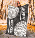 Ohaprints-Fleece-Sherpa-Blanket-Crocheting-Lover-Knitting-Lover-Happy-Hooker-White-Wool-Roll-Black-Camoflage-Soft-Throw-Blanket-1811-Sherpa Blanket