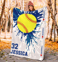 Ohaprints-Fleece-Sherpa-Blanket-Softball-Gift-For-Daughter-Girl-Custom-Personalized-Name-Number-Soft-Throw-Blanket-1842-Sherpa Blanket