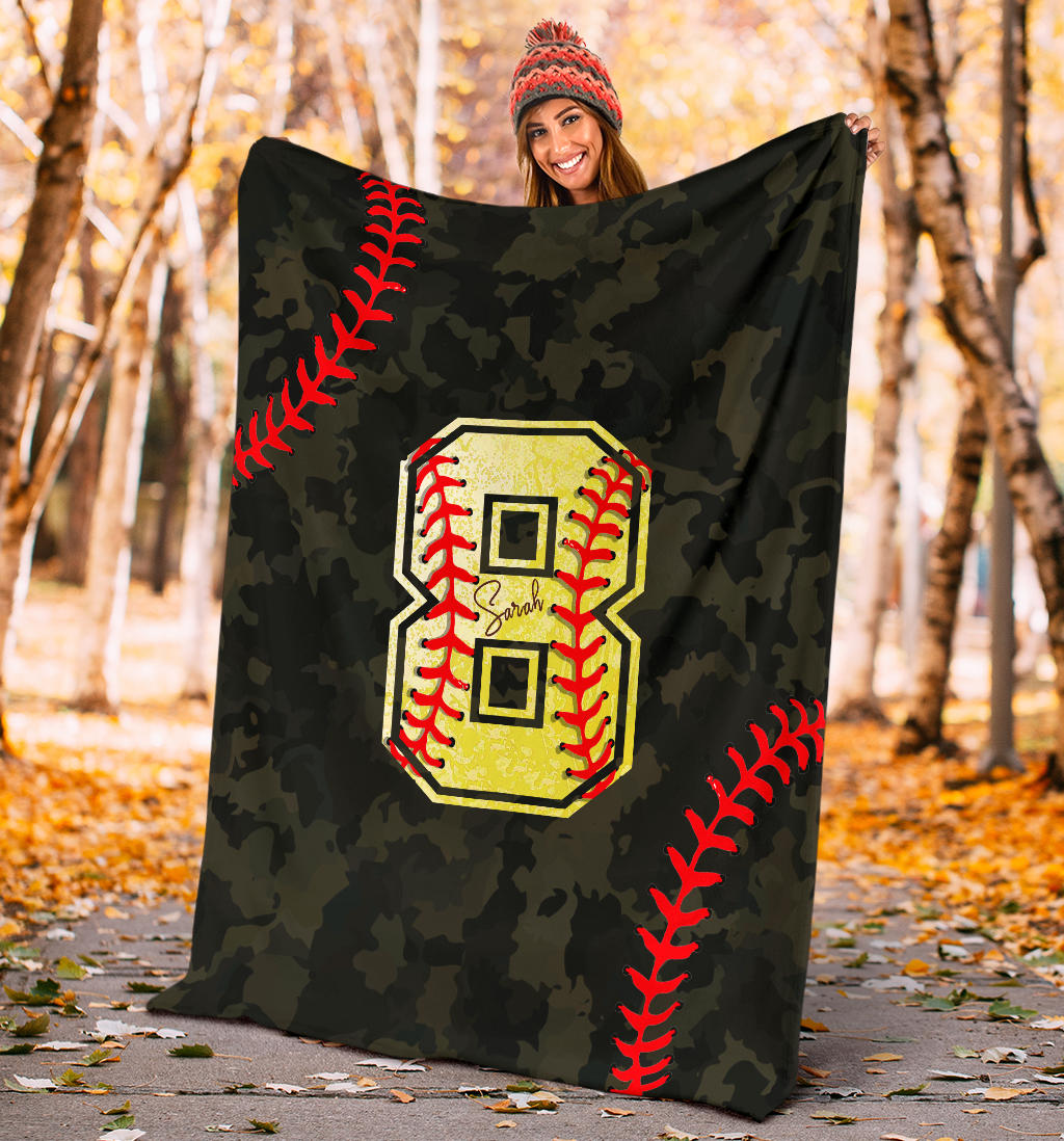 Ohaprints-Fleece-Sherpa-Blanket-Softball-Gift-For-Daughter-Girl-Custom-Personalized-Name-Number-Soft-Throw-Blanket-1173-Sherpa Blanket