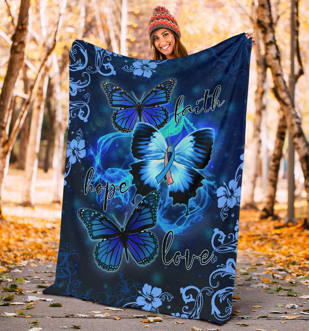 Ohaprints-Fleece-Sherpa-Blanket-Diabetes-Awareness-Blue-Ribbon-Butterfly-Faith-Hope-Love-Flower-Soft-Throw-Blanket-1570-Sherpa Blanket