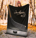 Ohaprints-Fleece-Sherpa-Blanket-Black-Hockey-Blanket-For-Teen-Fan-Hockey-Player-Custom-Personalized-Name-Number-Soft-Throw-Blanket-1706-Sherpa Blanket